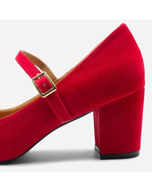 Where's That From Red Wheres Block Heel Mary Jane Pumps