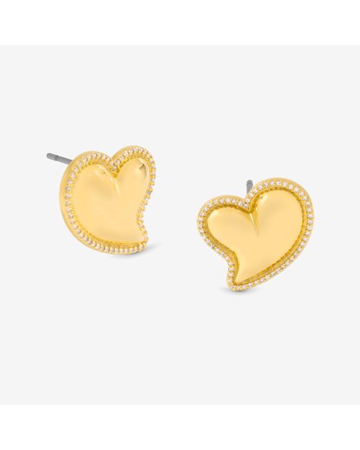 Jon Richard Metallic Puff Heart And Cubic Zirconia Stud Earrings