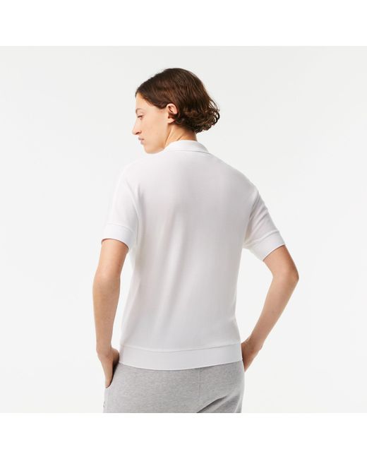 Lacoste White Loose-Fit Polo Shirt