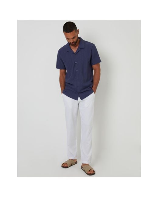 Threadbare White Linen Straight Leg Trouser for men