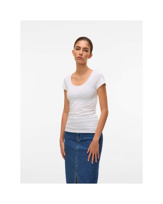 Vero Moda White Soft U-Neck T-Shirt