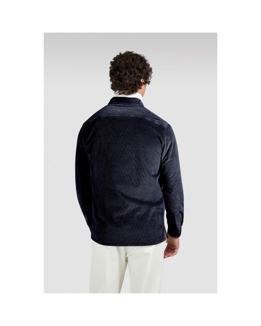 Paul & Shark Blue Corduroy Relaxed Fit Overshirt for men