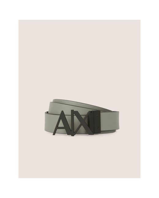 ARMANI EXCHANGE White Cut Out Logo Leather Belt for men