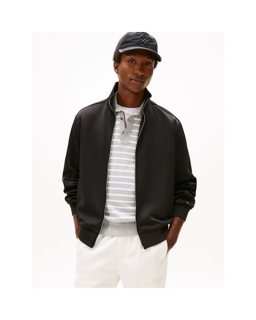 Tommy Hilfiger Black Modern Ath Full Zip Fleece for men