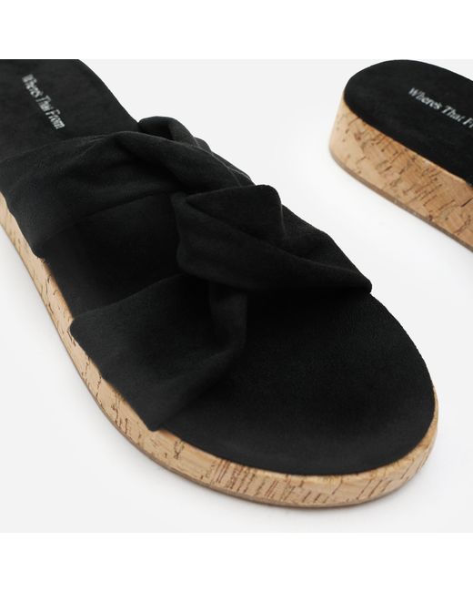 Where's That From Brown Where's Knotted Open Toe Low Wedge Sandal