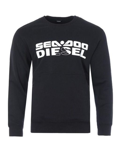 DIESEL Black Roundoo Graphic Crew Neck Sweatshirt for men