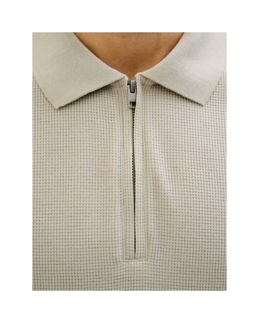 Jack & Jones Natural Austin Zip Polo for men