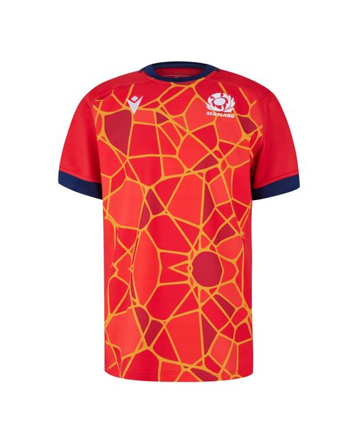 MACRON Red Scotland Rugby Union Training T-Shirt 2024 Adults for men