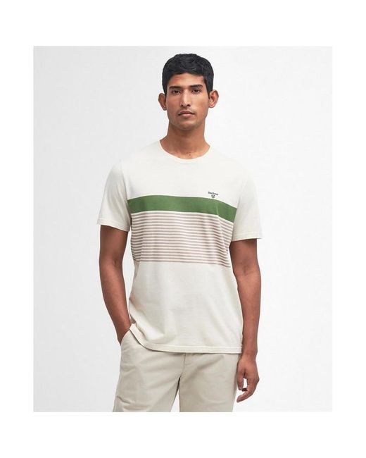 Barbour White Braeside Striped T-shirt for men