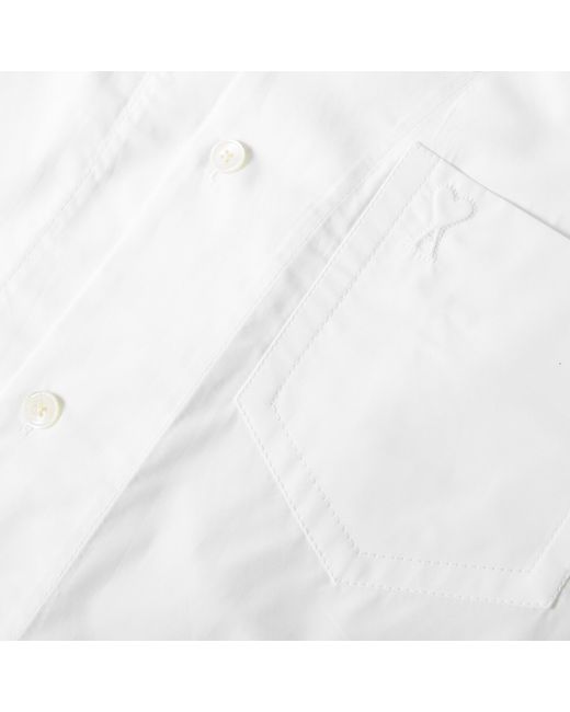 AMI White Sharp Collar Long Sleeve Plain Shirt for men