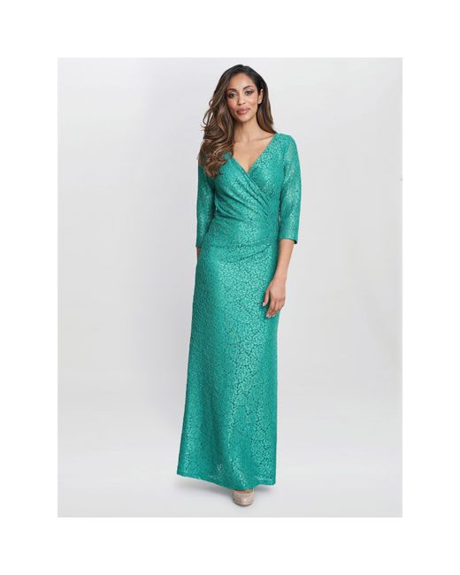 Gina Bacconi Green Fearne Lace Wrap Maxi Dress