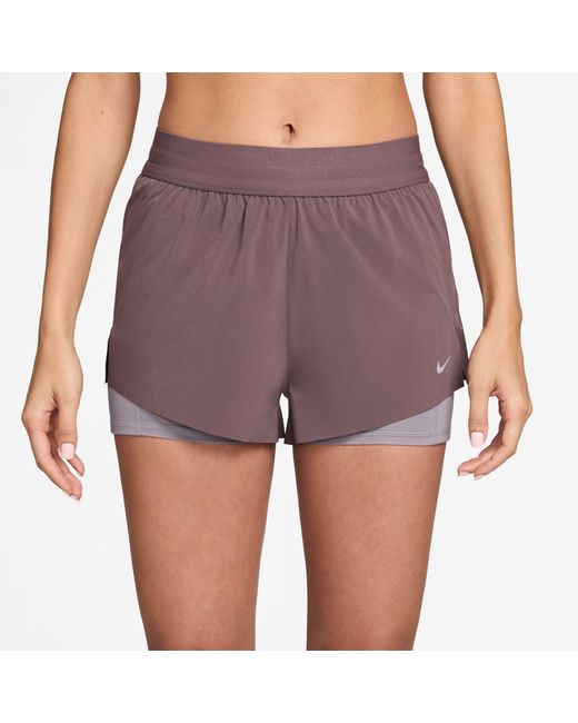 Nike Purple Dri-Fit Swift Mid-Rise 3 2-In-1 Shorts