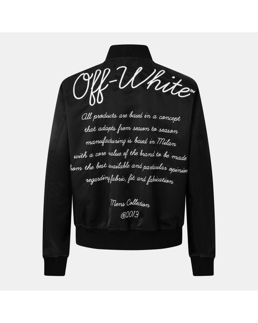 Off-White c/o Virgil Abloh Black Monogram Long Sleeve Bomber Jacket for men