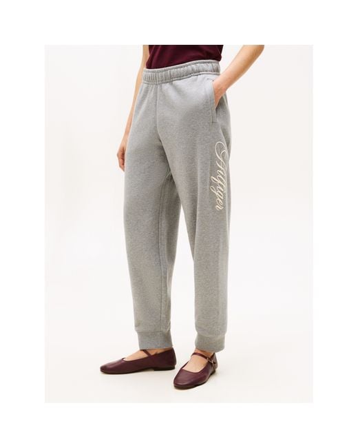 Tommy Hilfiger Gray Script Closed Cuff Soft Fleece Joggers