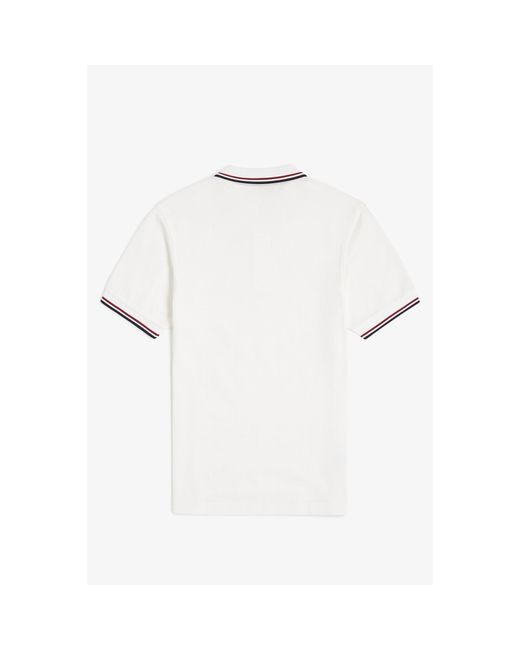 Fred Perry White Short Sleeve Twin Tipped Polo Shirt for men