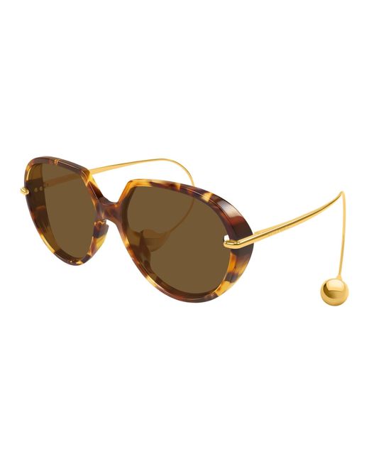 Bottega Veneta White Bv1436S Architectural Oversized Sunglasses