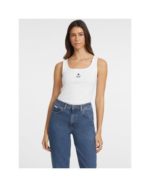 Guess White Embroidered Star Tank Vest