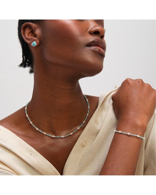 Inicio Metallic Sterling Plated Pearl Necklace