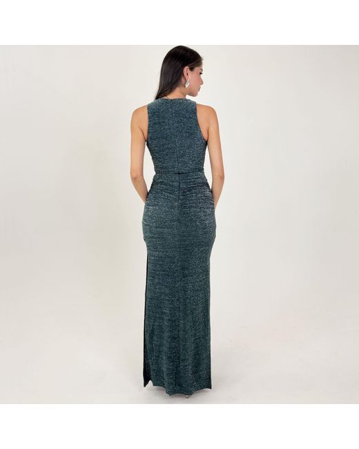 AX Paris Blue Sparkle O-Ring Detail Bodycon Midi Dress