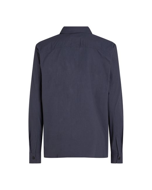 Calvin Klein Blue Cargo Cotton Long Sleeve Relaxed Fit Overshirt for men
