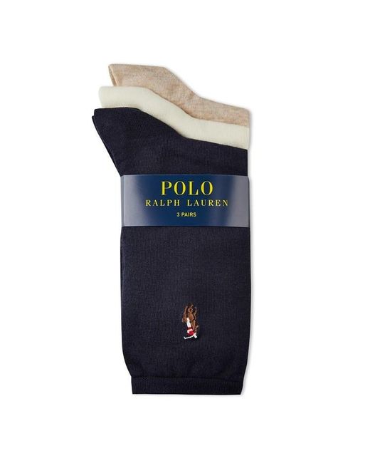 Ralph Lauren Blue Polo 3-pack Crew Socks