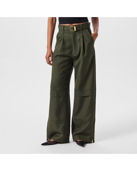 AMI Green Wide Leg Trousers