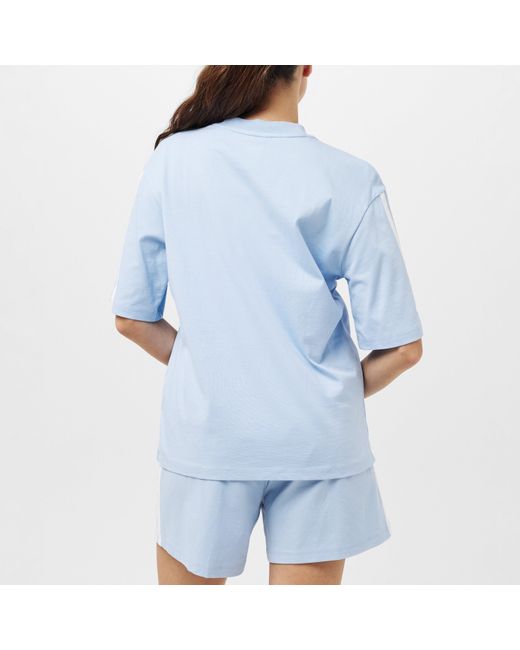 Adidas Blue Essentials 3 Stripe T-Shirt