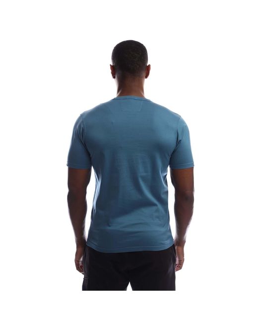 C P Company Blue 70/2 Mercerized Jersey Logo Patch T-Shirt for men