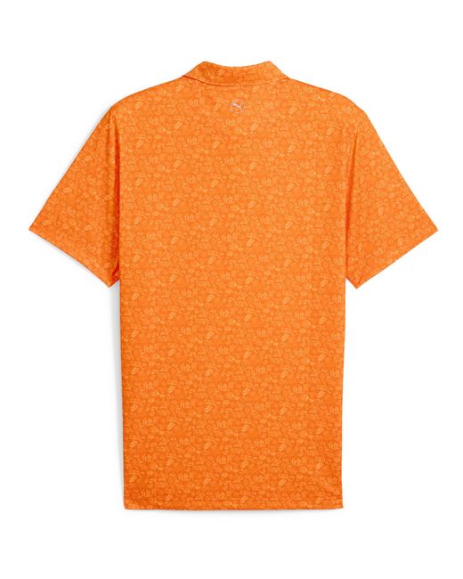 PUMA Orange Stand Polo Short Sleeve Performance Polo Shirt for men