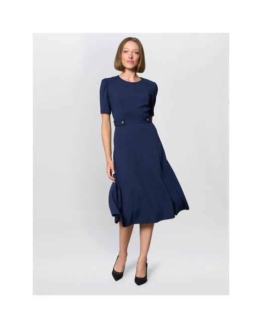 Gina Bacconi Blue Mel Printed Sleeveless Midi Dress