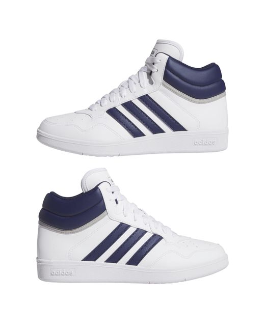 Adidas White Hoops 4.0 Mid Shoes for men