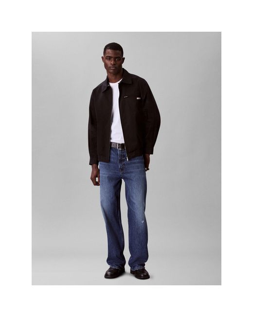 Calvin Klein Black Logo Shirt Jacket Long Sleeve Zip Parka for men