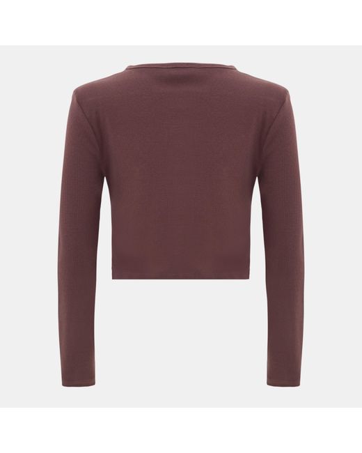 I Saw It First Purple Long Sleeve Rib Button Top