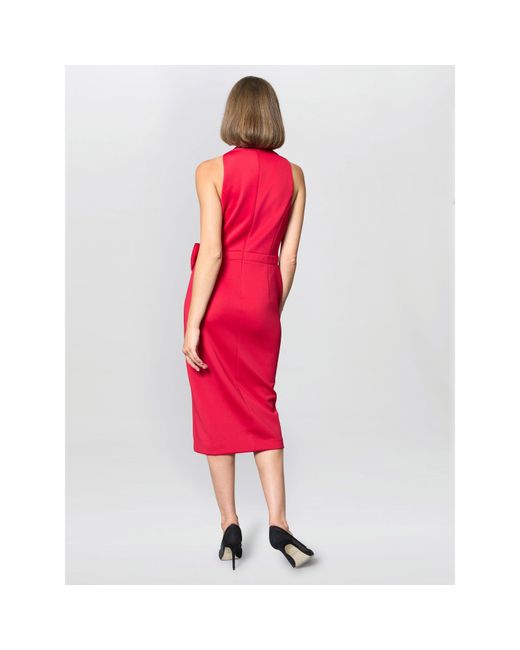 Gina Bacconi Red Elliana Bow Detail Midi Dress
