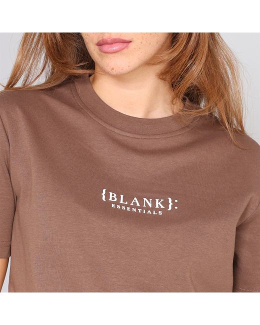 Blank Essentials Brown Blank E Core Puff Print T-Shirt Ladies
