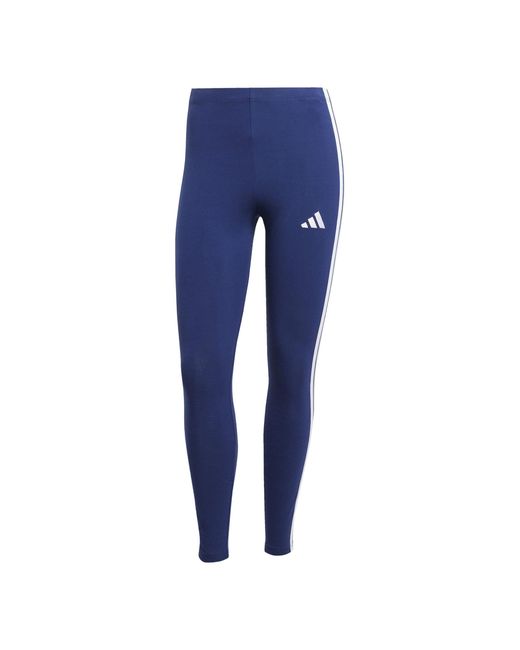 Adidas Blue Essentials 3 Stripe Leggings