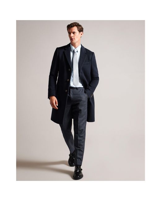 Ted Baker Blue City Overcoat for men
