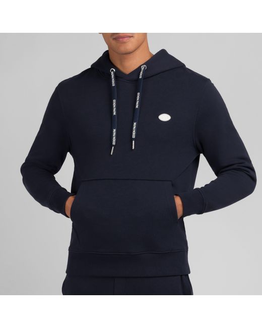 Eden Park Blue Plain Hooded Sweatshirt for men