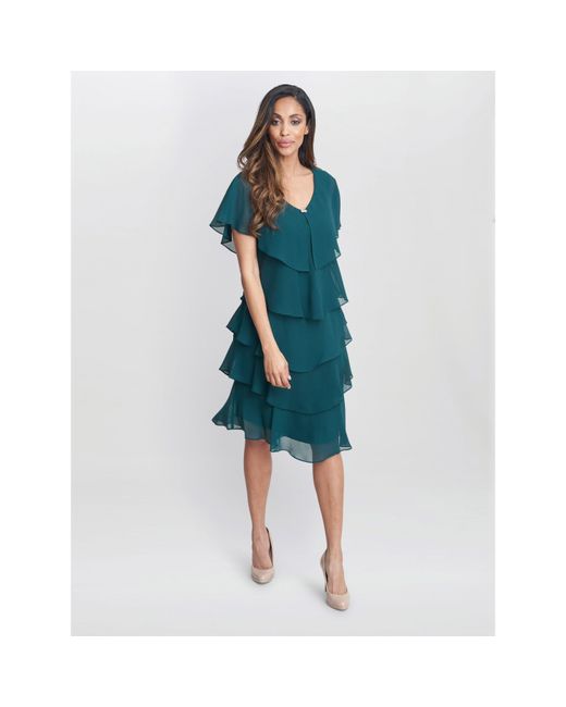 Gina Bacconi Blue Bella Georgette Tiered Dress