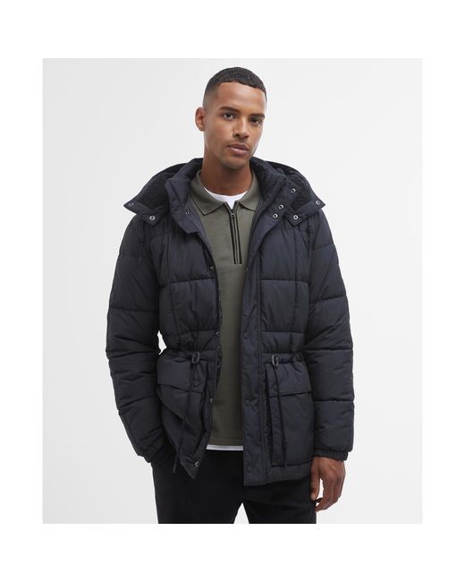 Barbour Blue Gillside Quilted Hooded Short Puffer Jacket for men