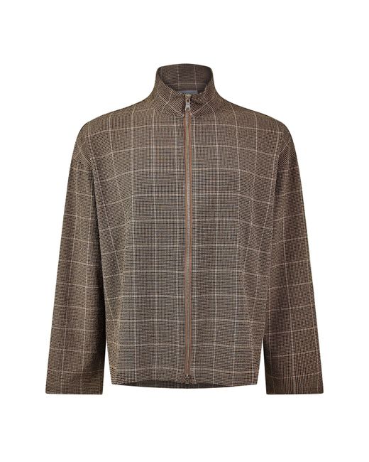 MKI Miyuki-Zoku Gray Check Track Overshirt for men