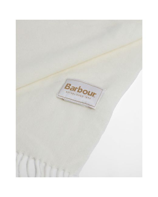 Barbour White Lambswool Woven Scarf