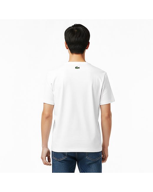Lacoste White Large Croc Regular Fit T-Shirt for men