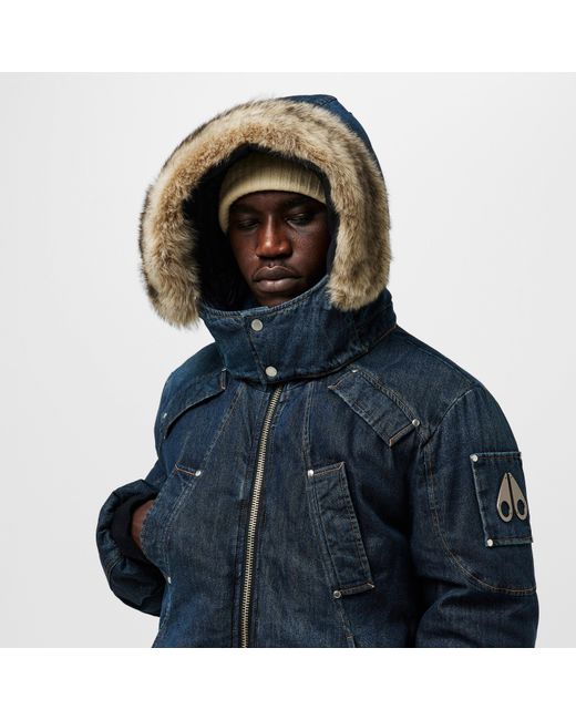 Moose Knuckles Blue X Evisu Ballistic Bomber Jacket for men