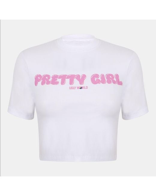 PRETTY BOY UGLY WORLD Pink Cotton Short Sleeve Slim Fit Baby Tee