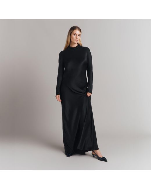 Ghost Black Rayna Satin Maxi Slip Dress