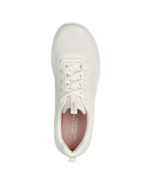 Skechers White Engineered Mesh Lace-Up W Memory F Slip On Trainers