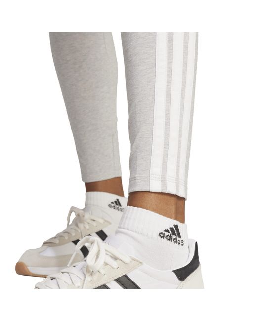 Adidas Gray Essentials 3 Stripe Leggings
