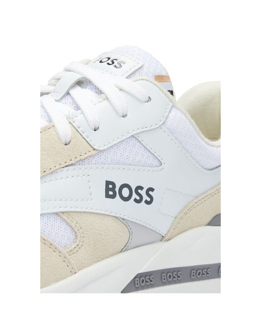 Boss White Kurt Runner Style Trainers for men