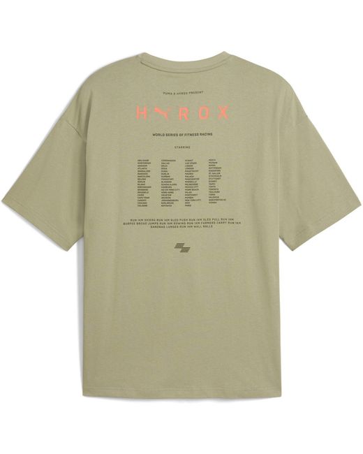 PUMA Green Hyrox Graphic Short-Sleeve Performance Gym Top for men